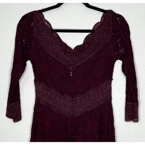 Free People Womens Burgundy Red Lace Dress Size Small - Picture 5 of 11